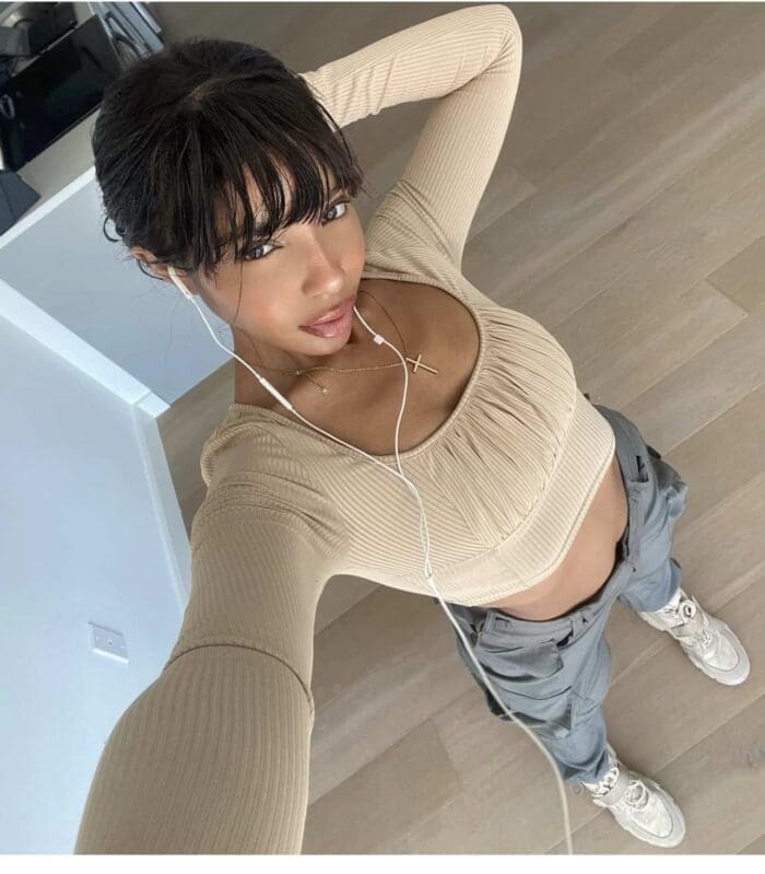 Shein Runched Long Sleeve Cropped Tee - Image 5