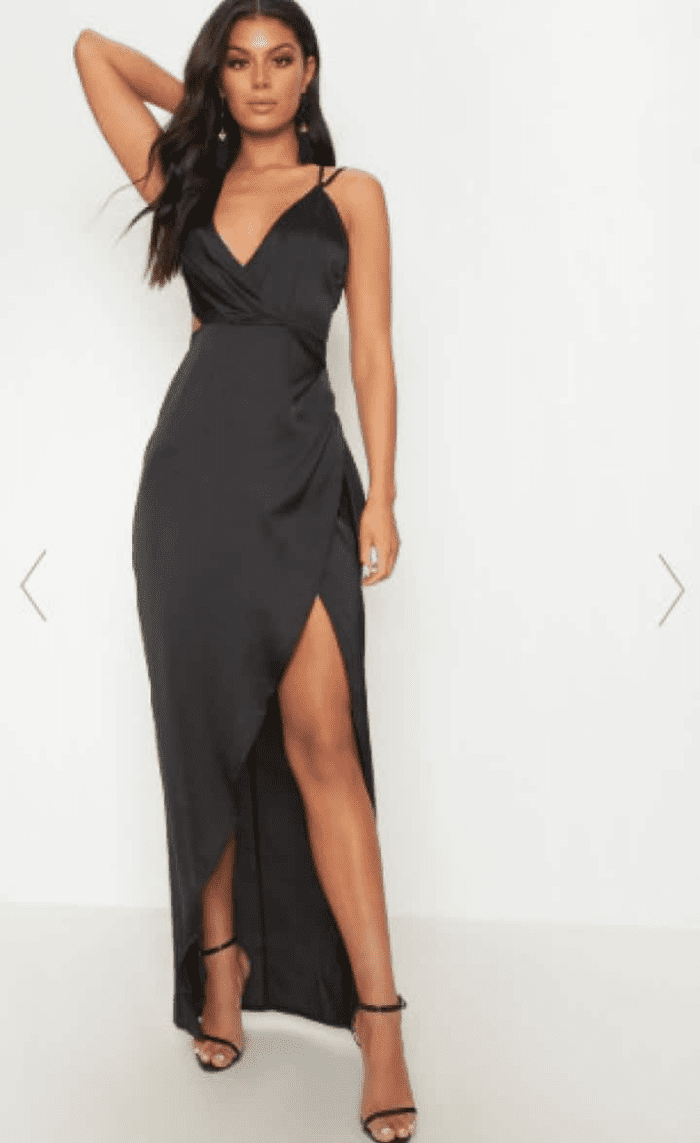 Plt black asymmetric sleeve cut out split leg maxi dress - Image 2