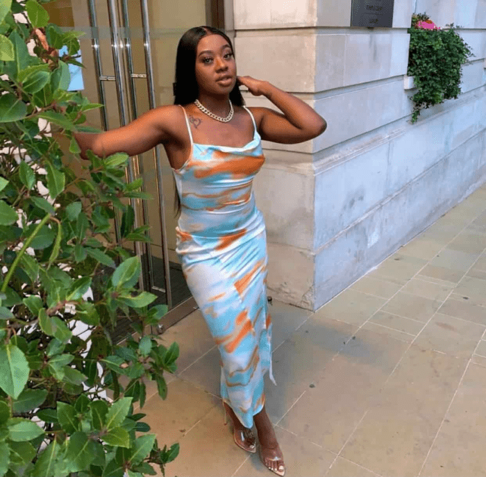 Satin tie dye cowl neck maxi dress - Image 2