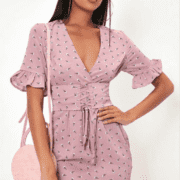 Isawitfirst floral lace up detail tea dress