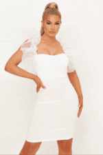 White organza sleeve bodycon dress - Image 3