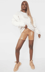 Tall stone mock croc pu seam detail cycle shorts - Image 3