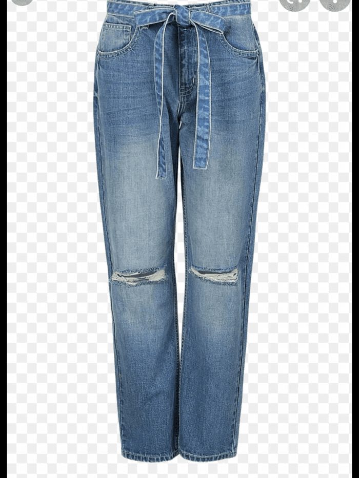 Isawitfirst mid rise busted knee boyfriend jeans with belt - Image 5