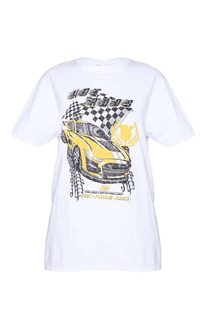 Plt white hot rod car print t-shirt - Image 3