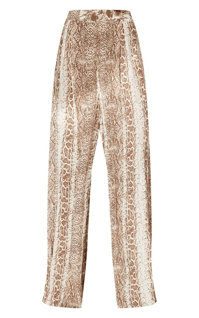 Plt brown snake printed satin wide leg trouser - Image 3
