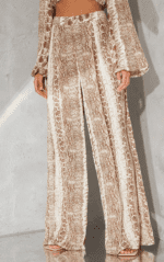 Plt brown snake printed satin wide leg trouser - Image 5