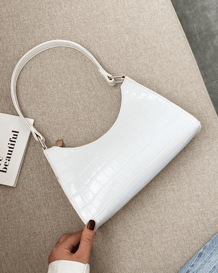 Croc embossed shoulder/ baguette bag - Image 2