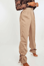 Camel Straight Leg Ankle Tie Trouser - Darby × 1