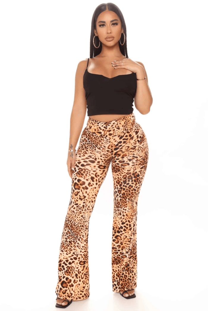 Mutual Feelings Leopard Flare Pant - Brown/combo - Image 2