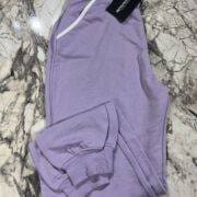 Plt lilac printed contrast piping joggers