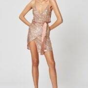 Rose Gold Wrap Sequin Mini Dress