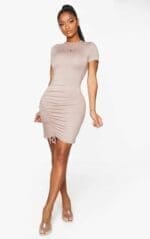 Shape mocha jersey short sleeve Bodycon dress
