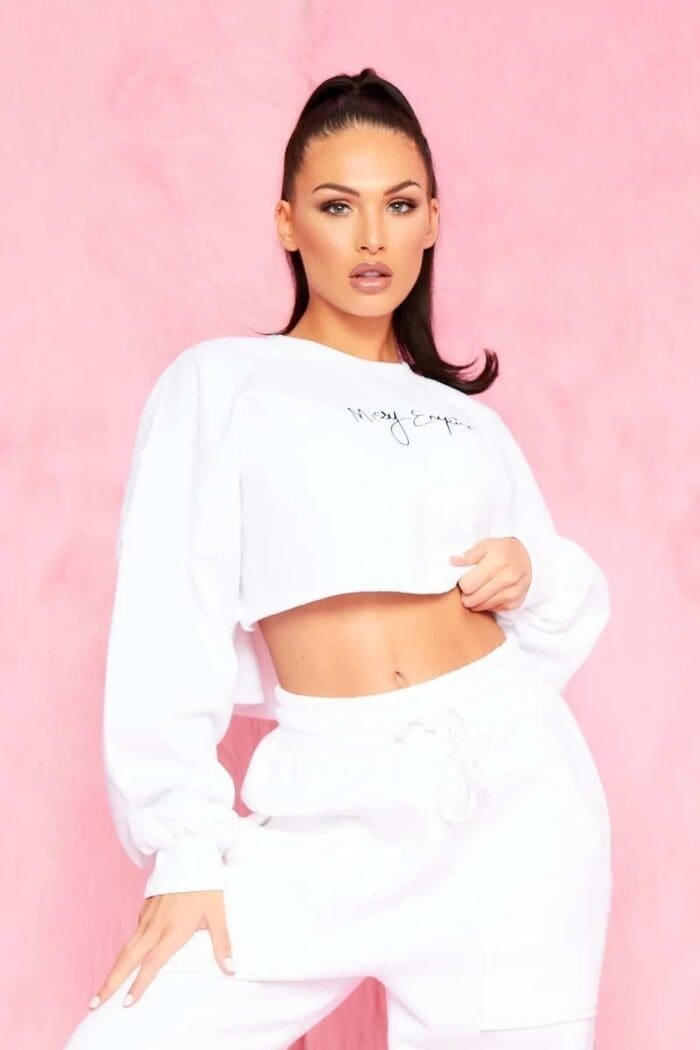 Nicole White Missy Empire Branded Slogan Cropped Sweater - Image 6