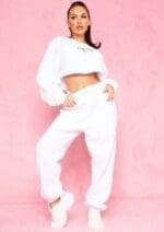 Nicole White Missy Empire Branded Slogan Cropped Sweater - Image 4