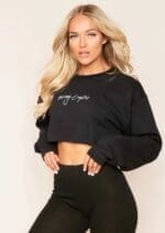Nicole White Missy Empire Branded Slogan Cropped Sweater - Image 2