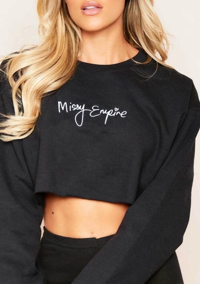 Nicole White Missy Empire Branded Slogan Cropped Sweater - Image 5