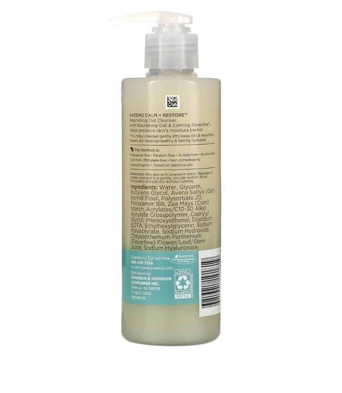 Aveeno Calm + Restore, Nourishing Oat Cleanser, Fragrance Free, 7.8 fl oz (232 ml) - Image 2