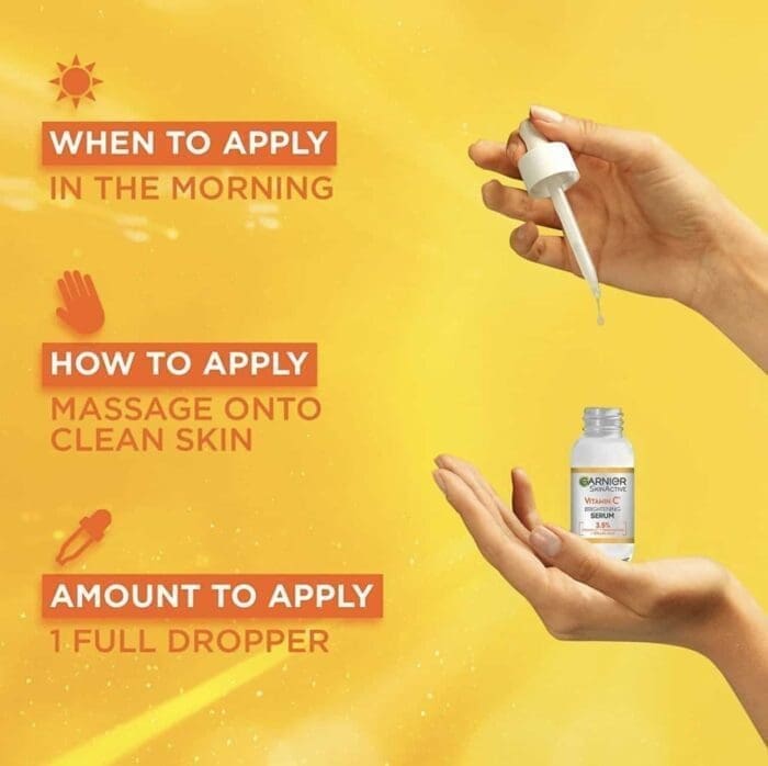 Garnier Vitamin C Serum for Face, Anti-Dark Spots and Brightening Serum, 3.5% Vitamin C, Niacinamide, Salicylic Acid and Lemon Extract, Brightening Serum For Dull, Tired Skin - Image 3