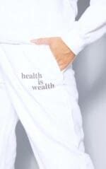 White Health Is Wealth Slogan Printed High Waist
