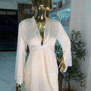 White long sleeve sheer dress