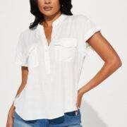 Always Carried Away Linen Top in OffWhite