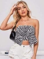 Big Bow Front Zebra Striped Tube Top