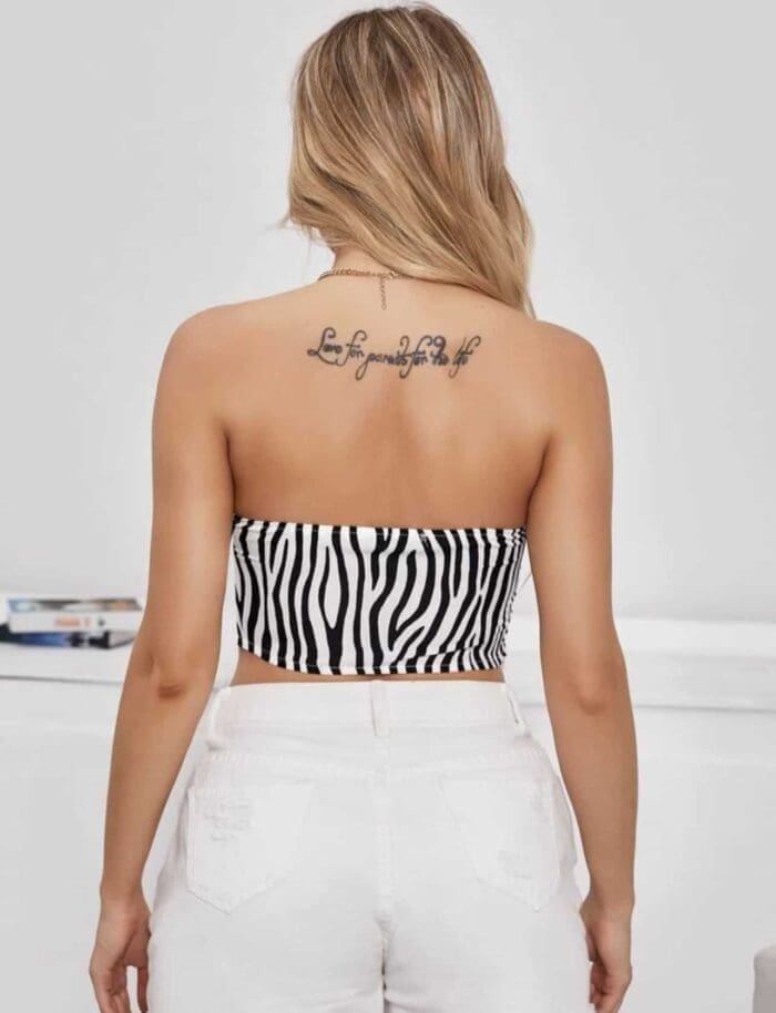 Big Bow Front Zebra Striped Tube Top - Image 2