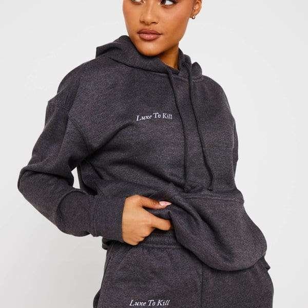 Luxe To Kill Charcoal grey "LTK" embroidered sweatshirt - Image 1