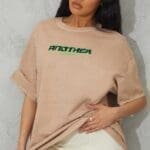 PLT Taupe Another Dimension Front And Back Printed Washed T-Shirt