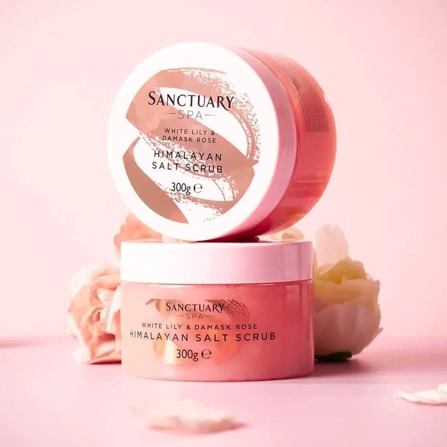 Sanctuary Spa White Lily and Damask Rose Himalayan Salt Scrub 300g - Image 1