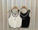 CHANEL Blusa Com Detalhes Crop Top