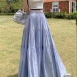 Airy High Waist A Line Maxi Skirt
