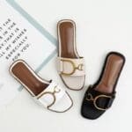 Chic Gold Buckle Slides